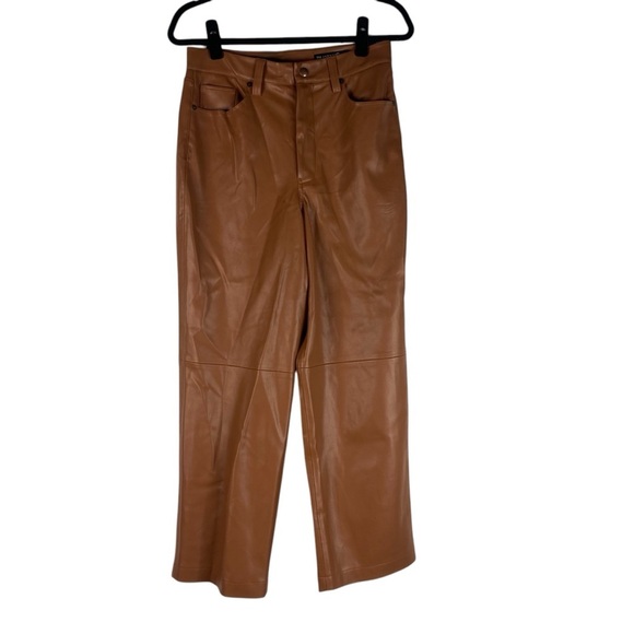 Blank NYC Baxter Ribcage Straight Leg Vegan Faux Leather Pants 29 Carmel Tan - Picture 12 of 13